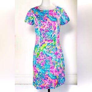 Lilly Pulitzer Coralynn Pop Up 60 Animals Dress Size 6 Colorful Sea Life Shift